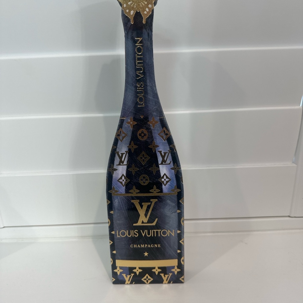 Louis Vuitton Navy Blue and Gold Monogram Decorative Bottle